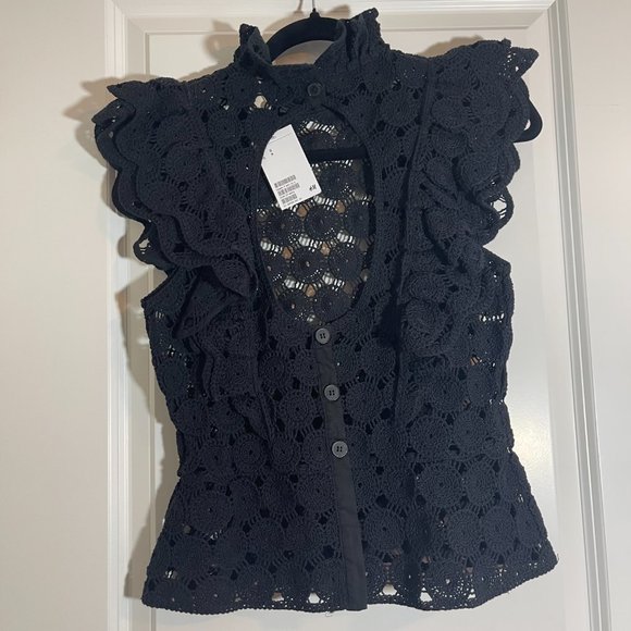 Chic H&M Flounce-Trimmed Crochet Top NWT - Picture 4 of 5